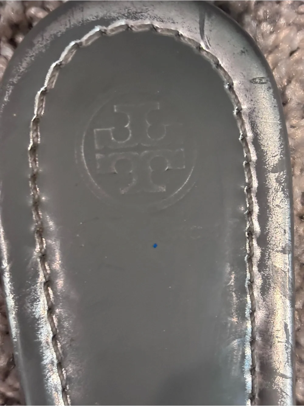 Tory Burch Silver Metallic Logo Thong Sandals